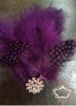 Украса за коса с пера и кристали в черно и лилаво- Black and Purple Bird